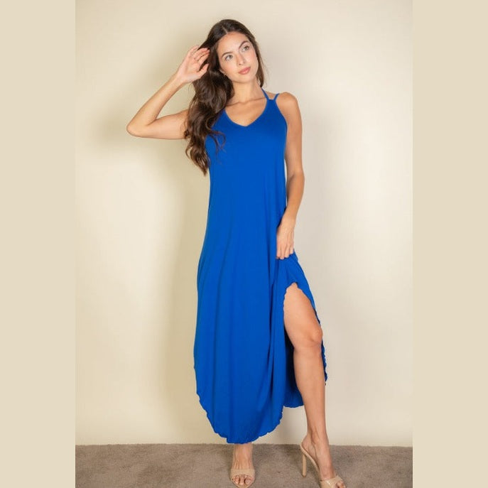 Solid Cami Double Strap Loose Fit Dress
