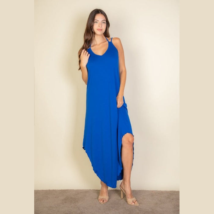 Solid Cami Double Strap Loose Fit Dress