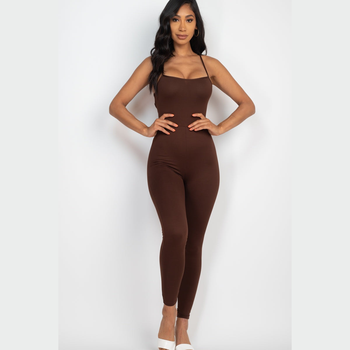 Criss-Cross Open Back Bodycon Jumpsuit