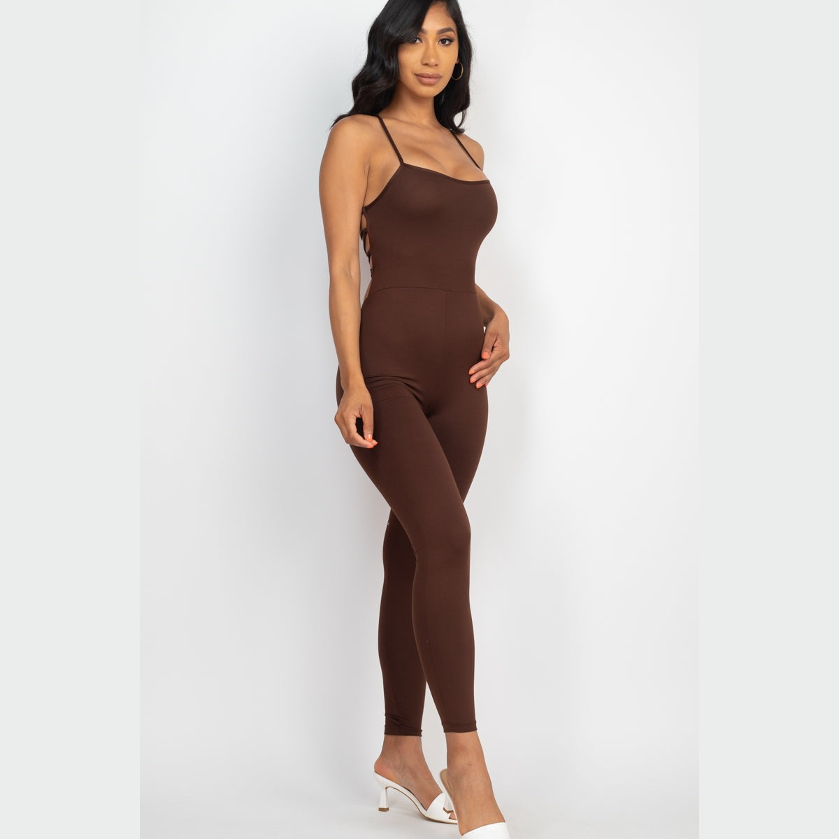 Criss-Cross Open Back Bodycon Jumpsuit