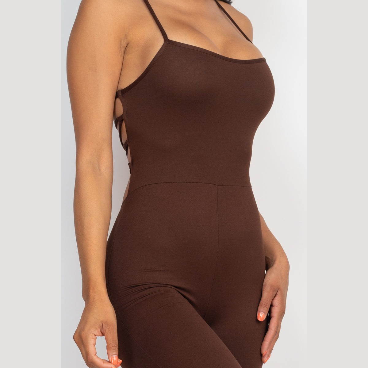 Criss-Cross Open Back Bodycon Jumpsuit