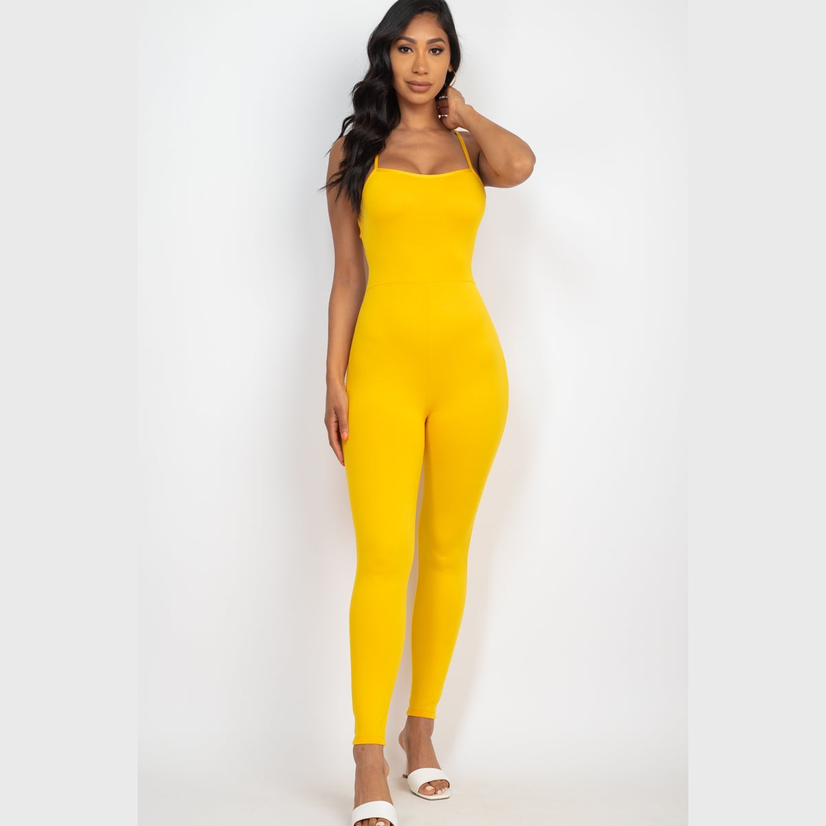 Criss-Cross Open Back Bodycon Jumpsuit