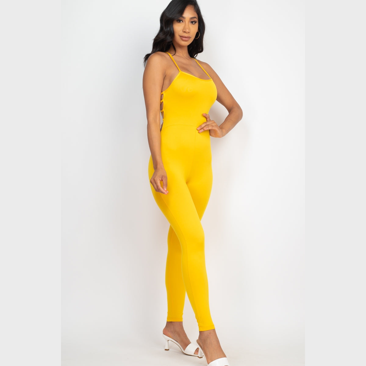 Criss-Cross Open Back Bodycon Jumpsuit