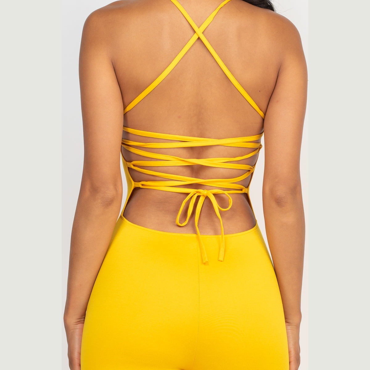 Criss-Cross Open Back Bodycon Jumpsuit