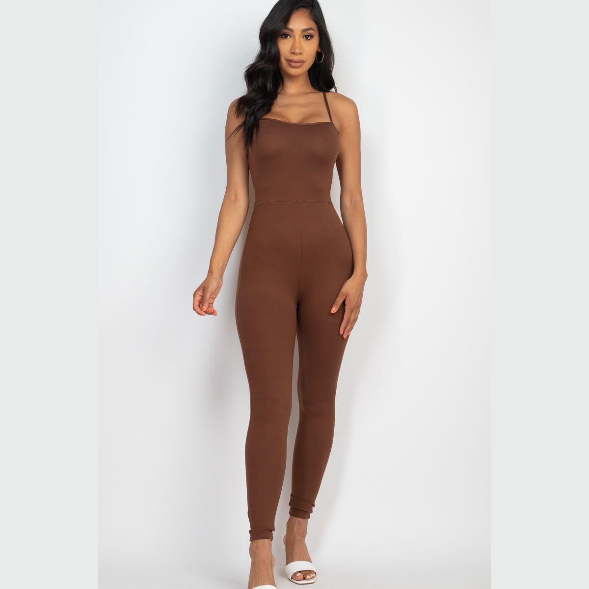 Criss-Cross Open Back Bodycon Jumpsuit