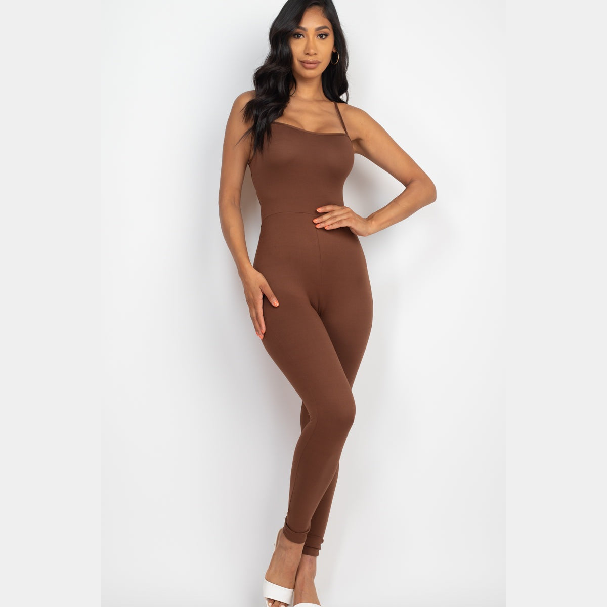 Criss-Cross Open Back Bodycon Jumpsuit