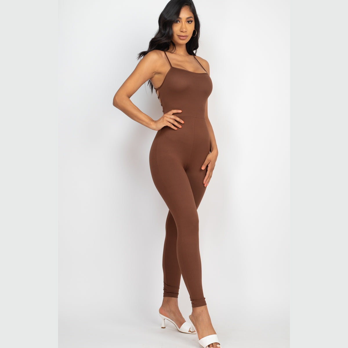 Criss-Cross Open Back Bodycon Jumpsuit
