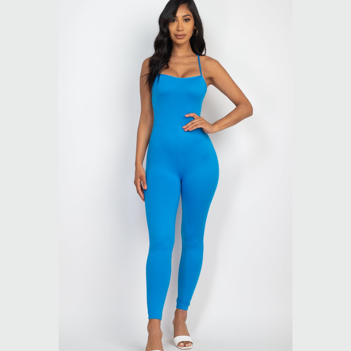 Criss-Cross Open Back Bodycon Jumpsuit