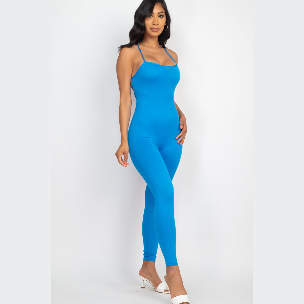 Criss-Cross Open Back Bodycon Jumpsuit