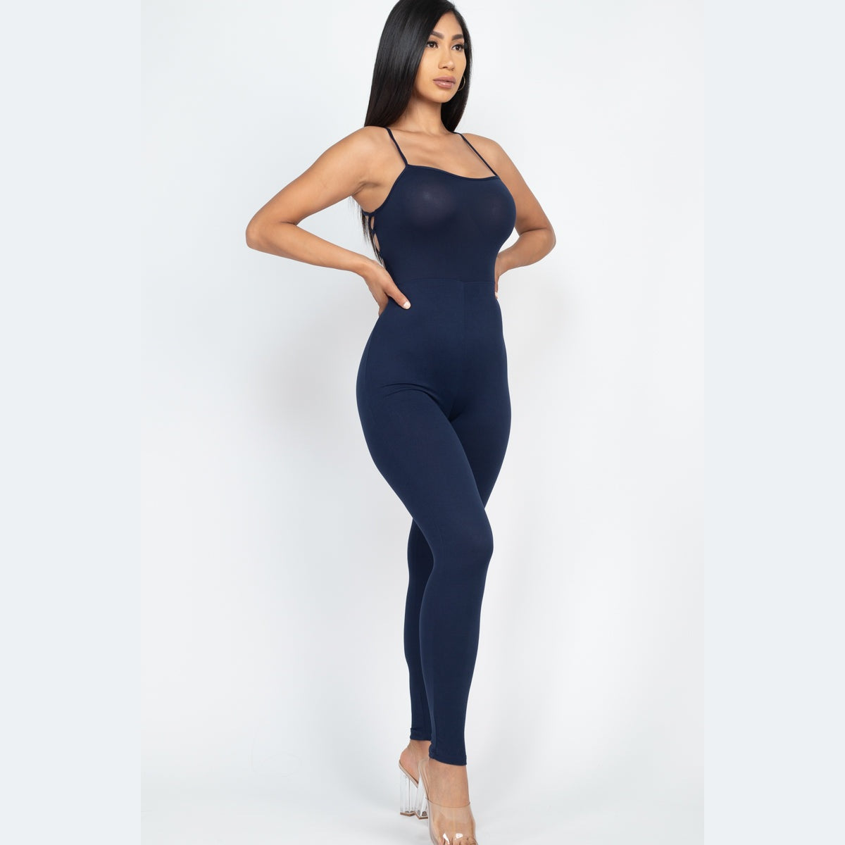 Criss-Cross Open Back Bodycon Jumpsuit