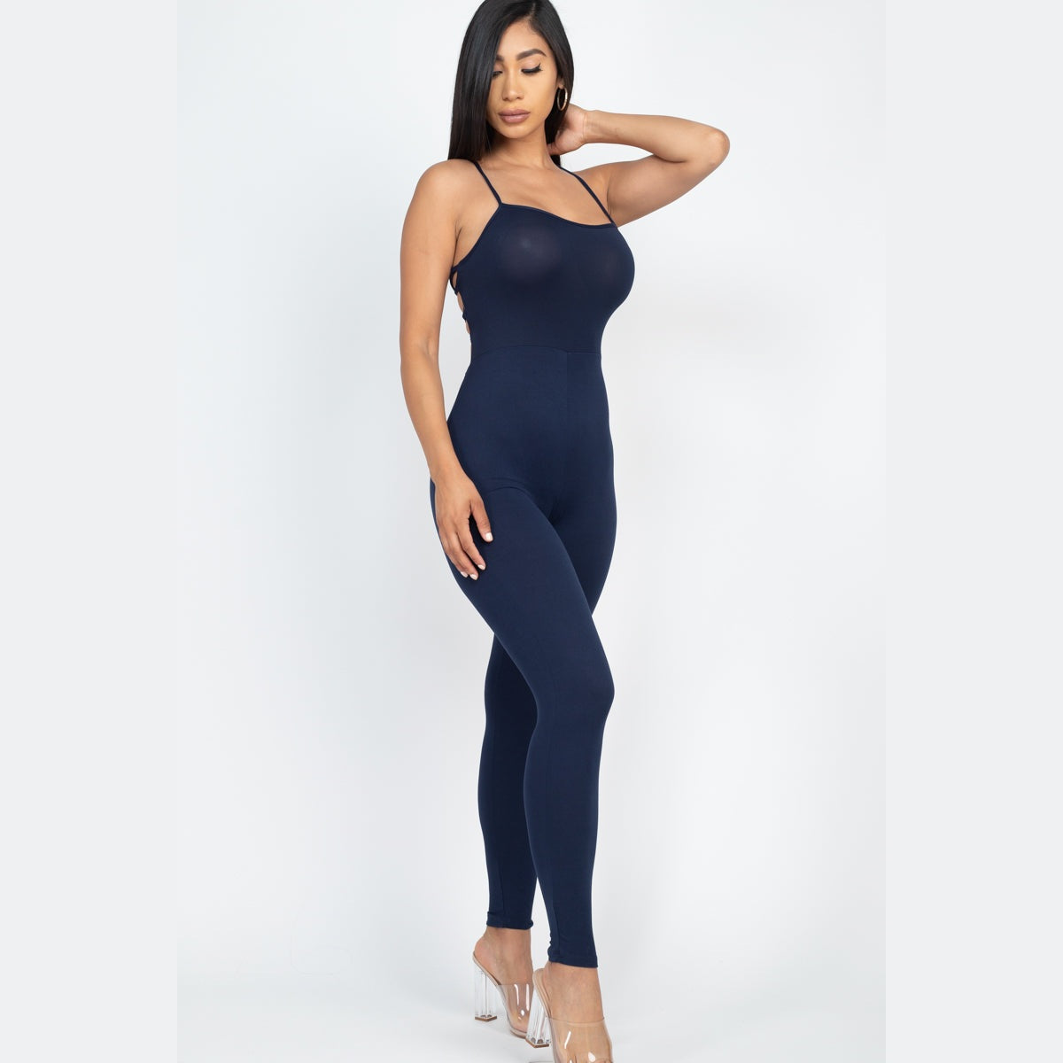 Criss-Cross Open Back Bodycon Jumpsuit