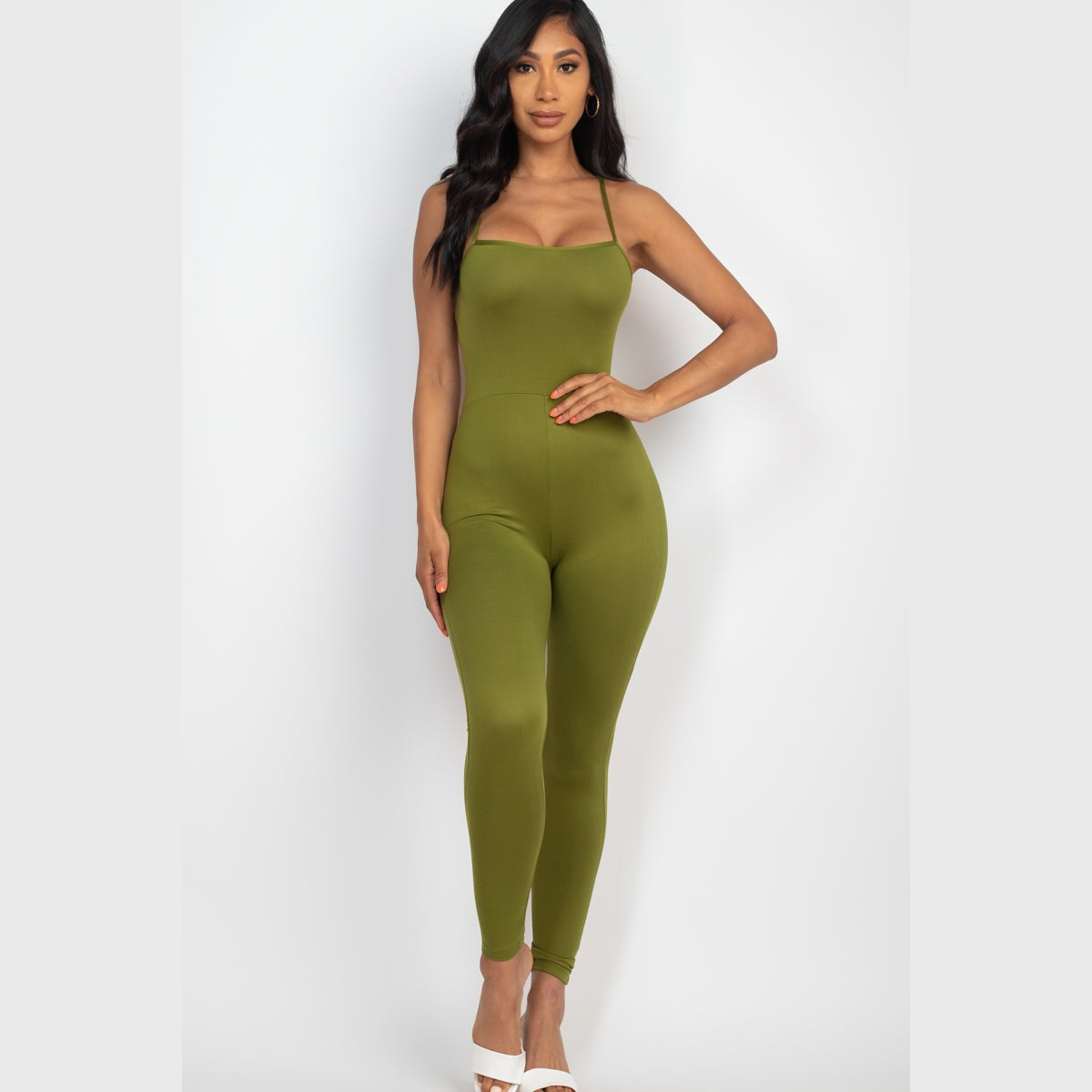 Criss-Cross Open Back Bodycon Jumpsuit