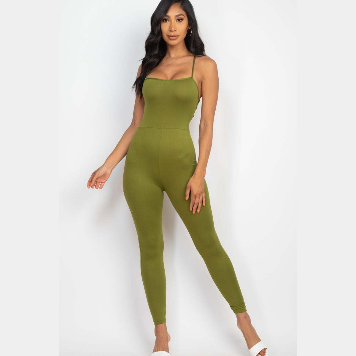 Criss-Cross Open Back Bodycon Jumpsuit