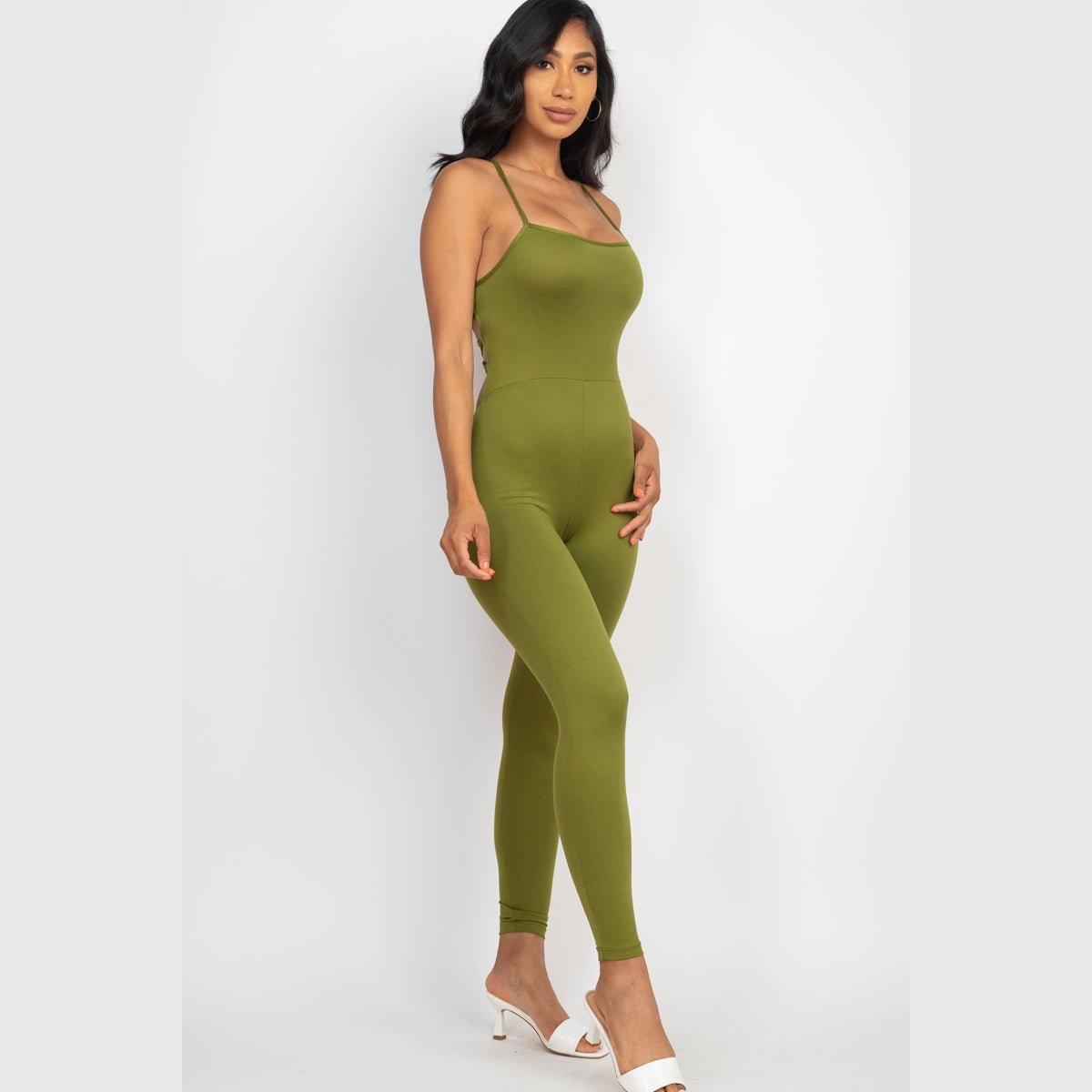 Criss-Cross Open Back Bodycon Jumpsuit