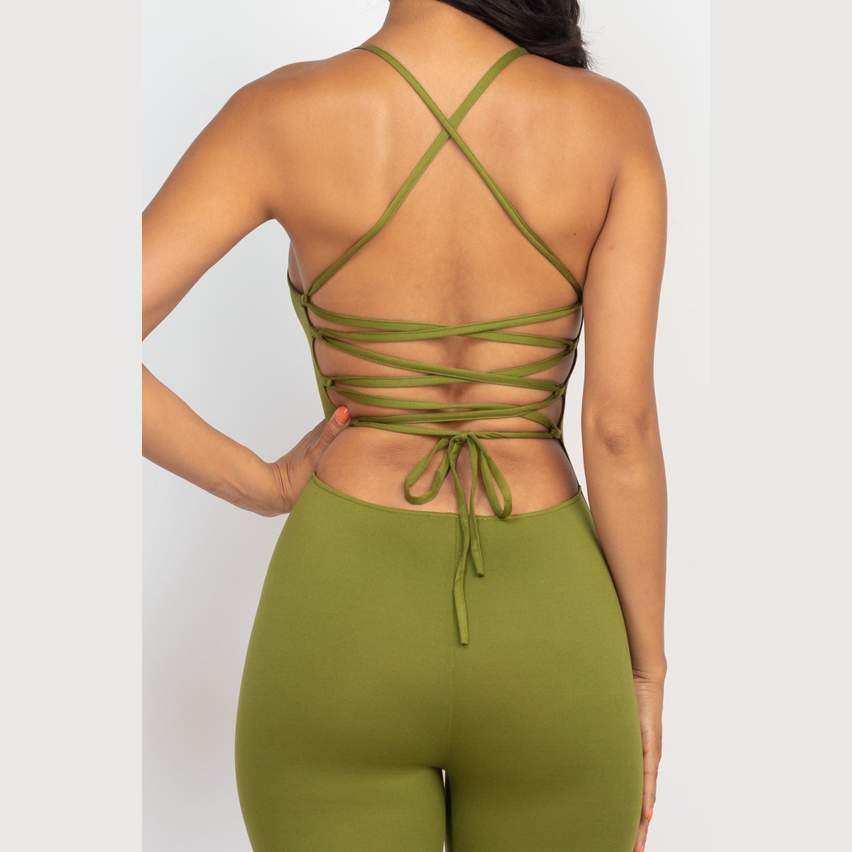 Criss-Cross Open Back Bodycon Jumpsuit