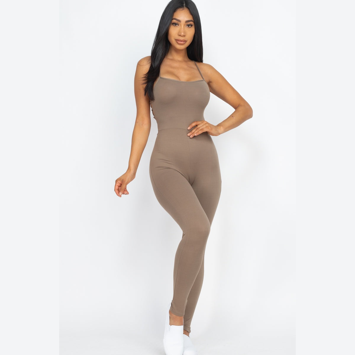 Criss-Cross Open Back Bodycon Jumpsuit