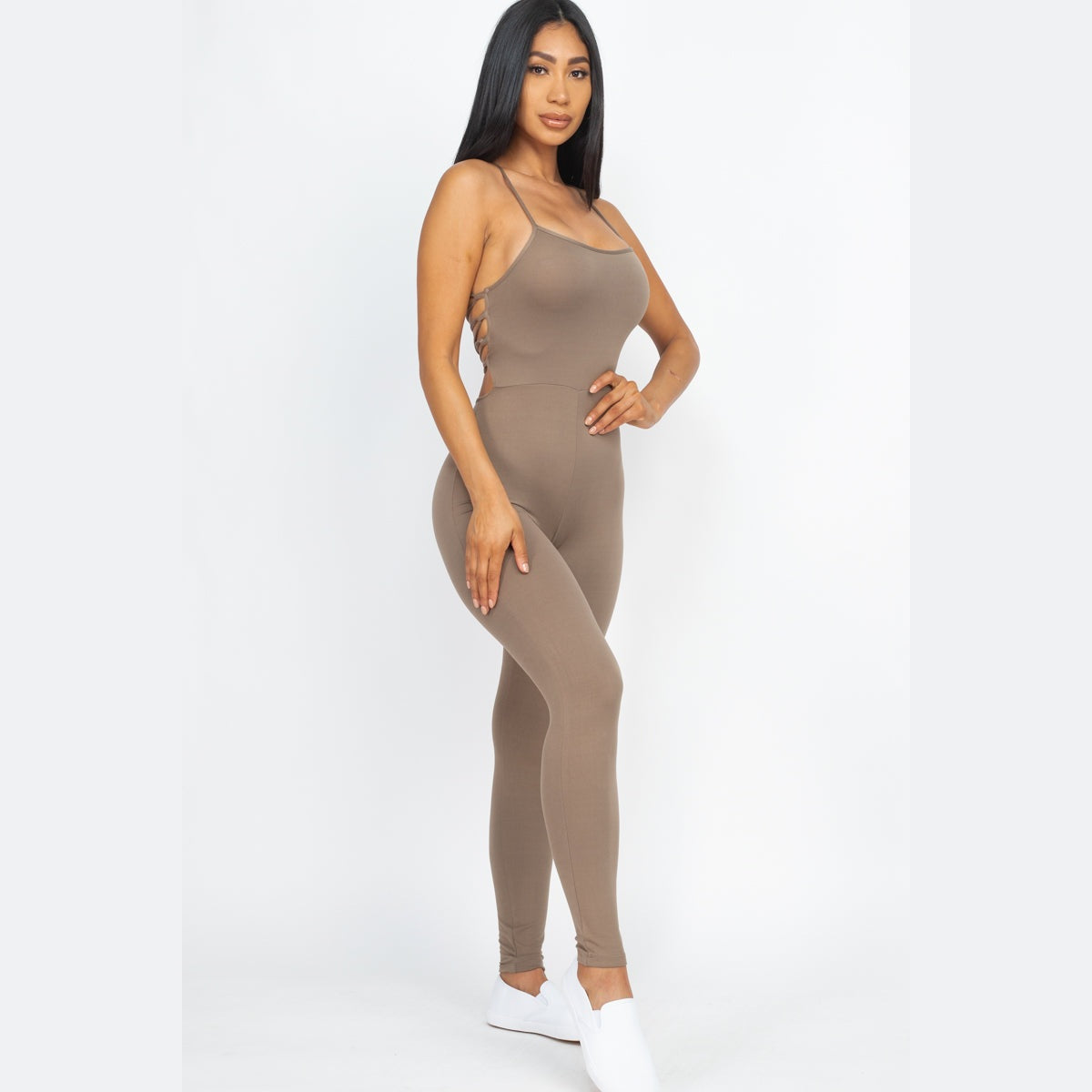 Criss-Cross Open Back Bodycon Jumpsuit