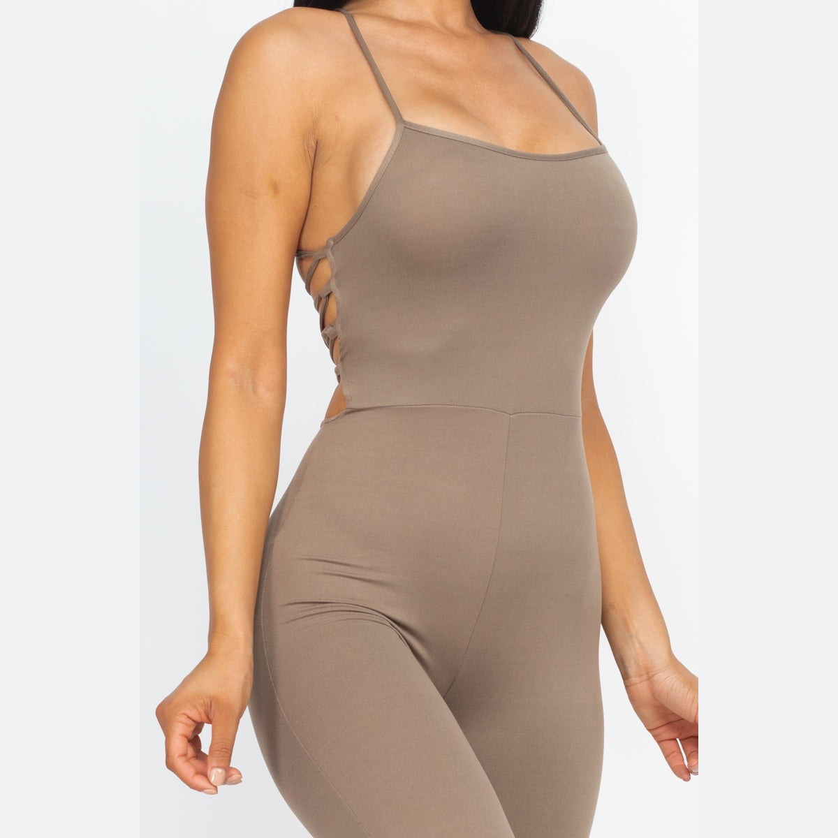 Criss-Cross Open Back Bodycon Jumpsuit