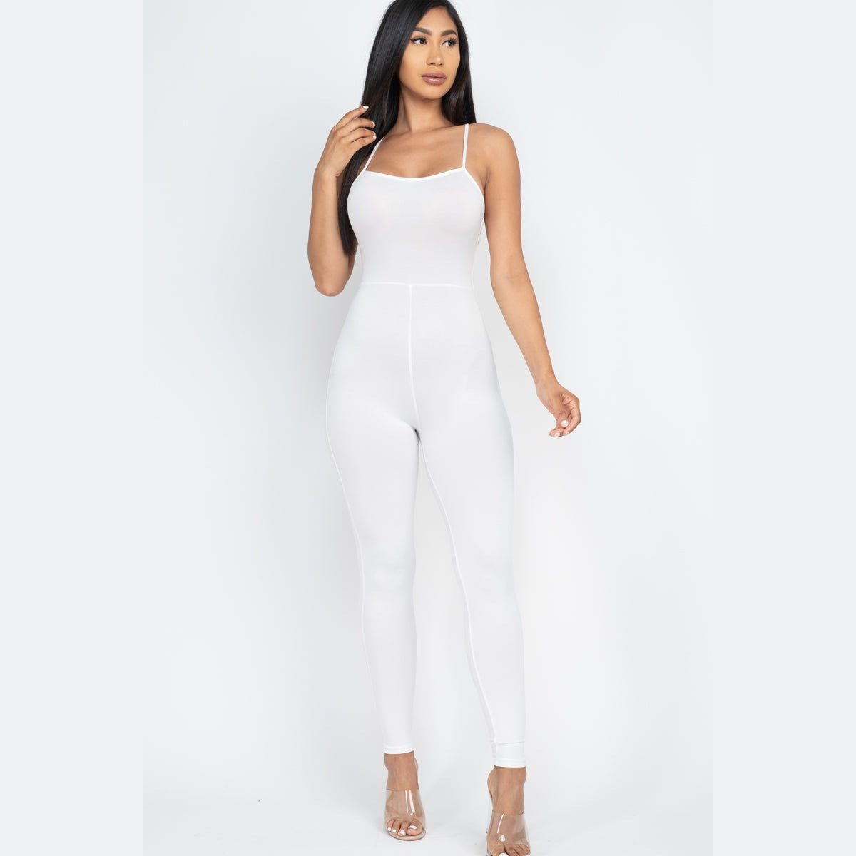 Criss-Cross Open Back Bodycon Jumpsuit