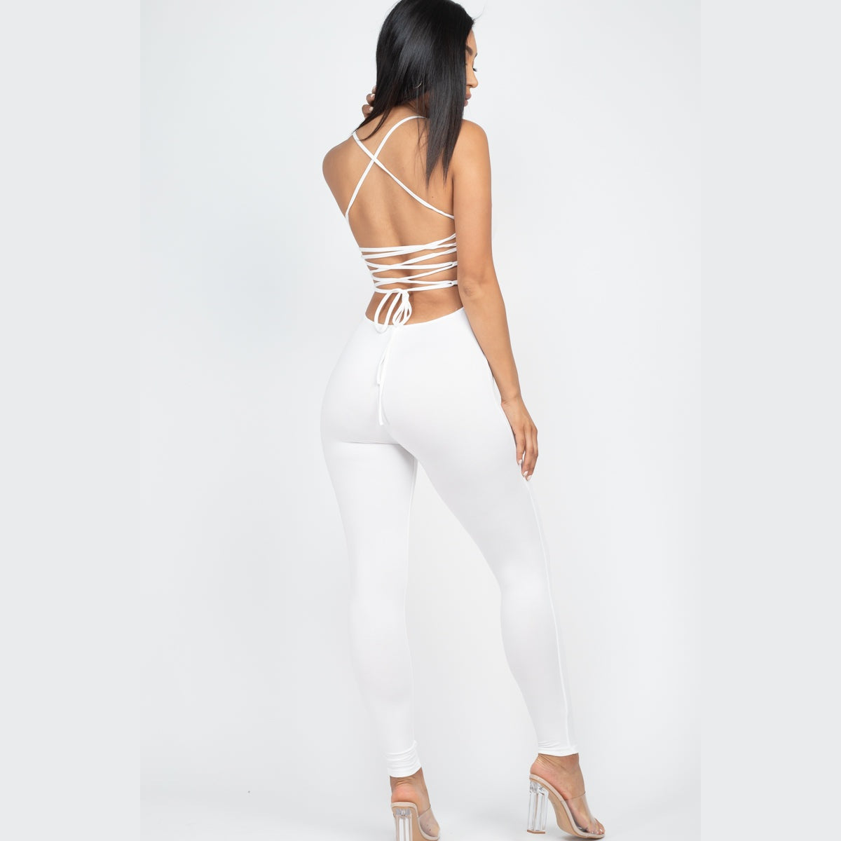 Criss-Cross Open Back Bodycon Jumpsuit