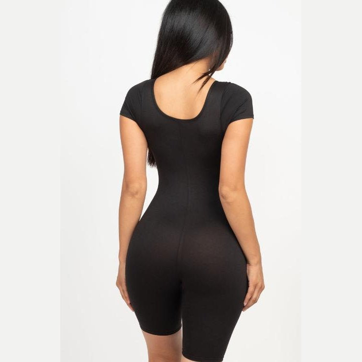 Short Sleeve Scoop Neck Bodycon Romper