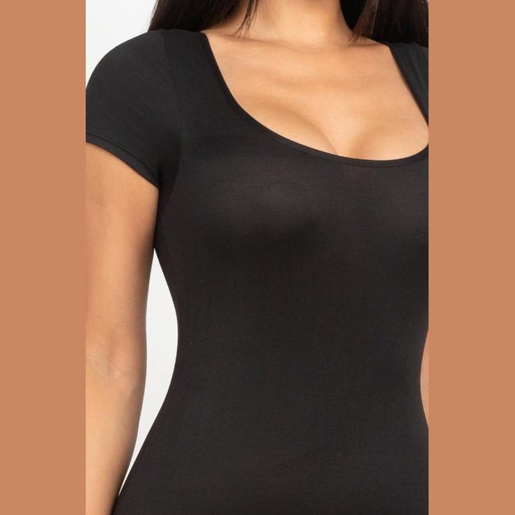 Short Sleeve Scoop Neck Bodycon Romper
