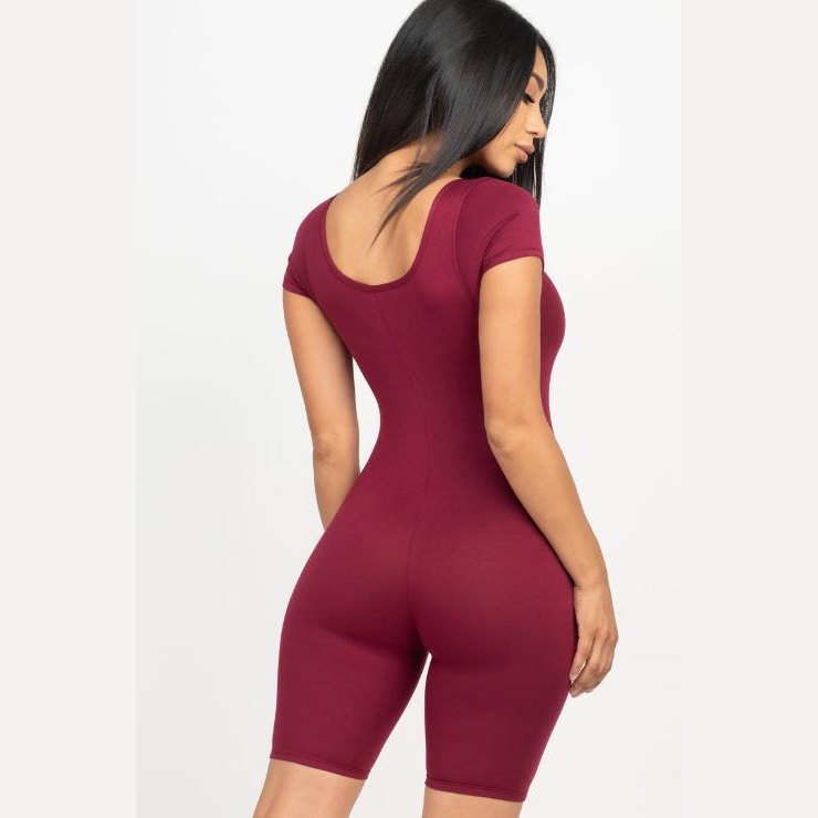 Short Sleeve Scoop Neck Bodycon Romper