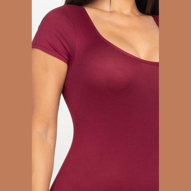 Short Sleeve Scoop Neck Bodycon Romper