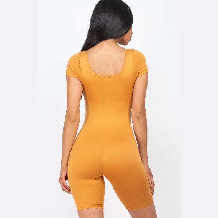 Short Sleeve Scoop Neck Bodycon Romper