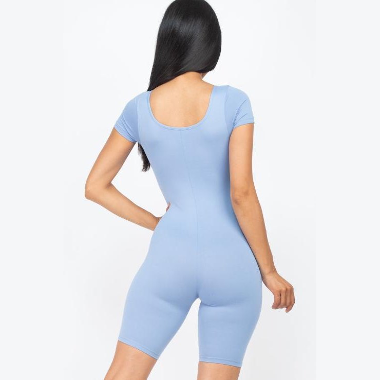Short Sleeve Scoop Neck Bodycon Romper