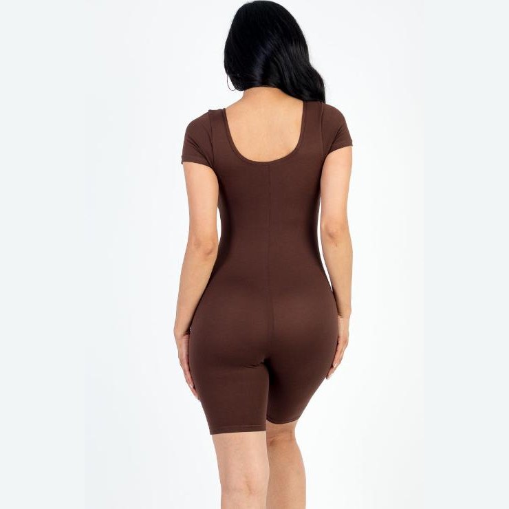 Short Sleeve Scoop Neck Bodycon Romper