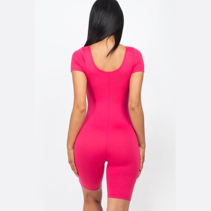 Short Sleeve Scoop Neck Bodycon Romper
