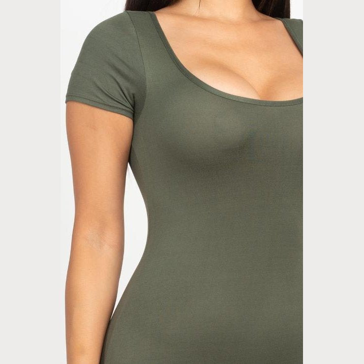 Short Sleeve Scoop Neck Bodycon Romper