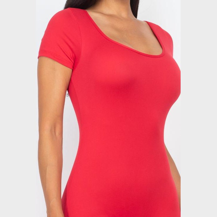 Short Sleeve Scoop Neck Bodycon Romper