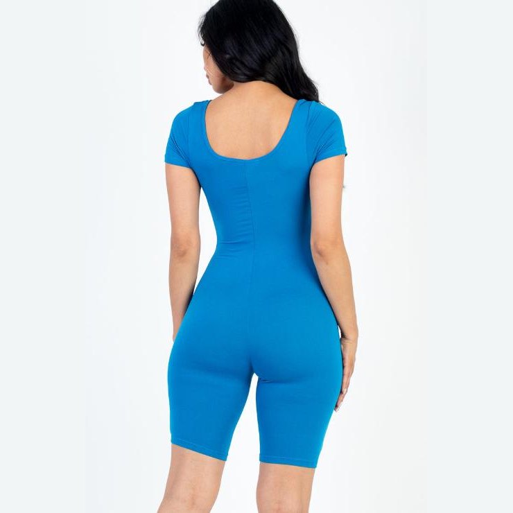 Short Sleeve Scoop Neck Bodycon Romper