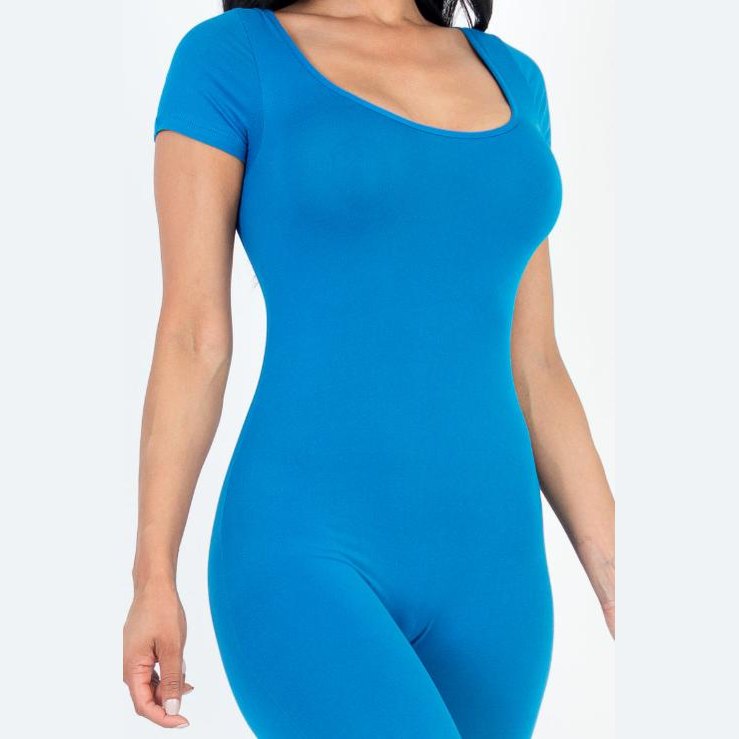 Short Sleeve Scoop Neck Bodycon Romper