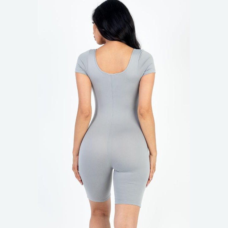 Short Sleeve Scoop Neck Bodycon Romper