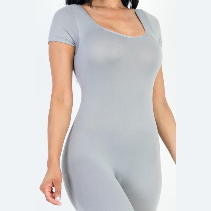 Short Sleeve Scoop Neck Bodycon Romper