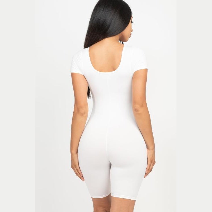 Short Sleeve Scoop Neck Bodycon Romper
