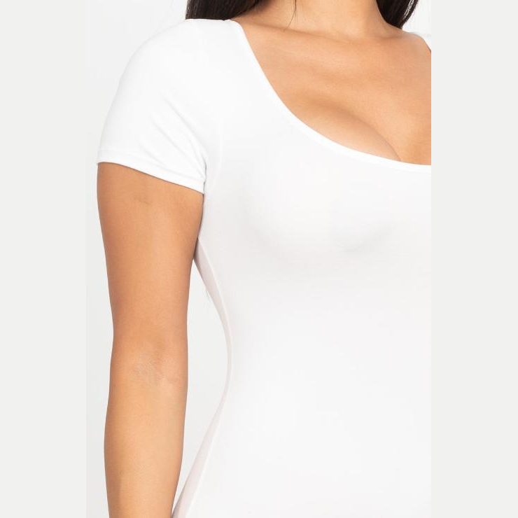 Short Sleeve Scoop Neck Bodycon Romper