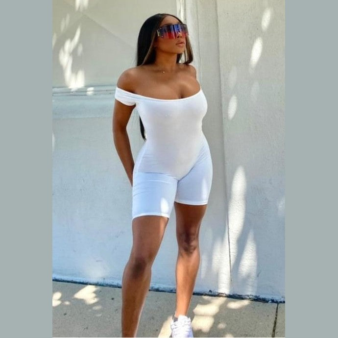 Short Sleeve Scoop Neck Bodycon Romper