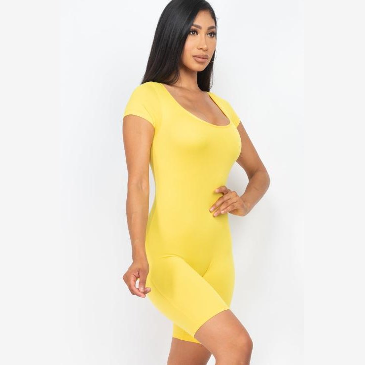 Short Sleeve Scoop Neck Bodycon Romper