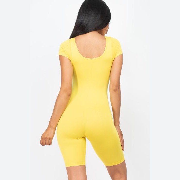 Short Sleeve Scoop Neck Bodycon Romper
