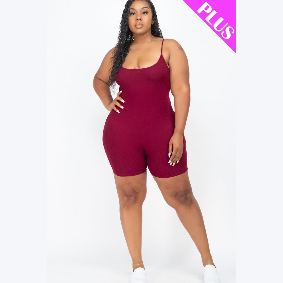 Plus Ribbed Bodycon Romper