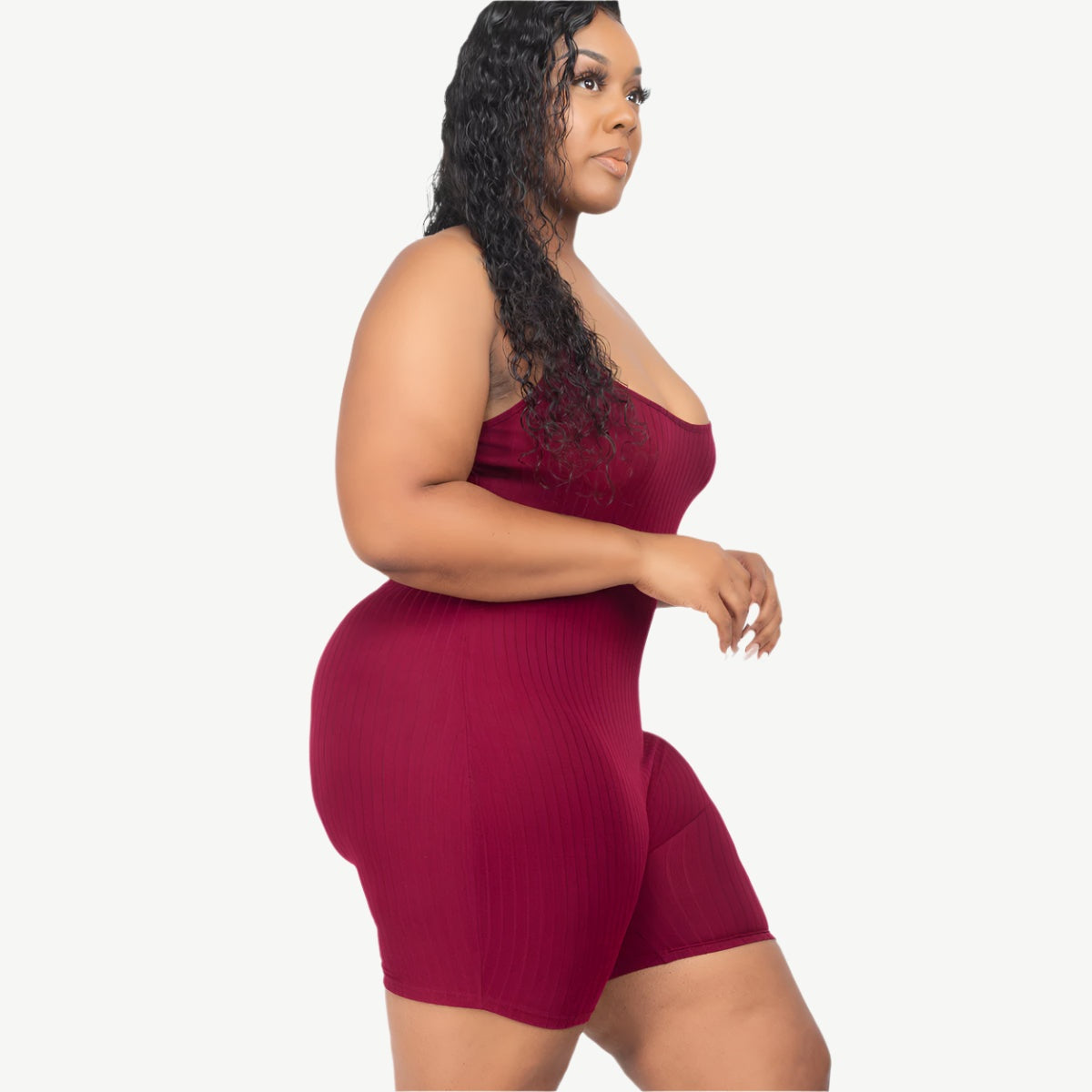 Plus Ribbed Bodycon Romper