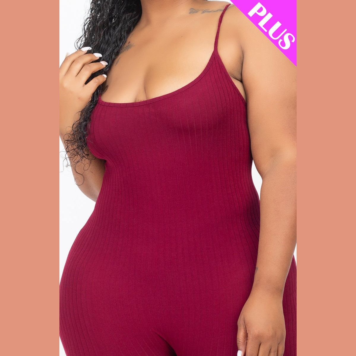 Plus Ribbed Bodycon Romper
