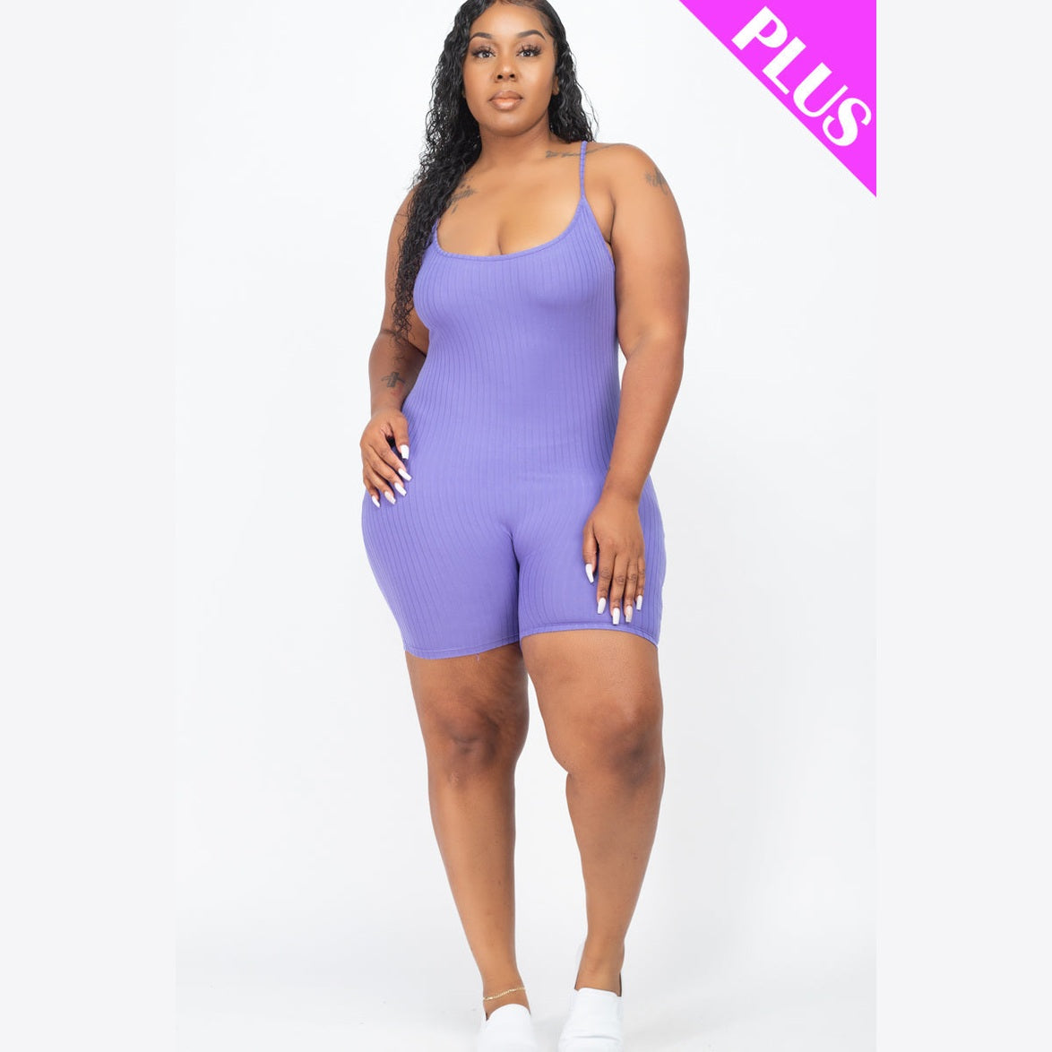 Plus Ribbed Bodycon Romper