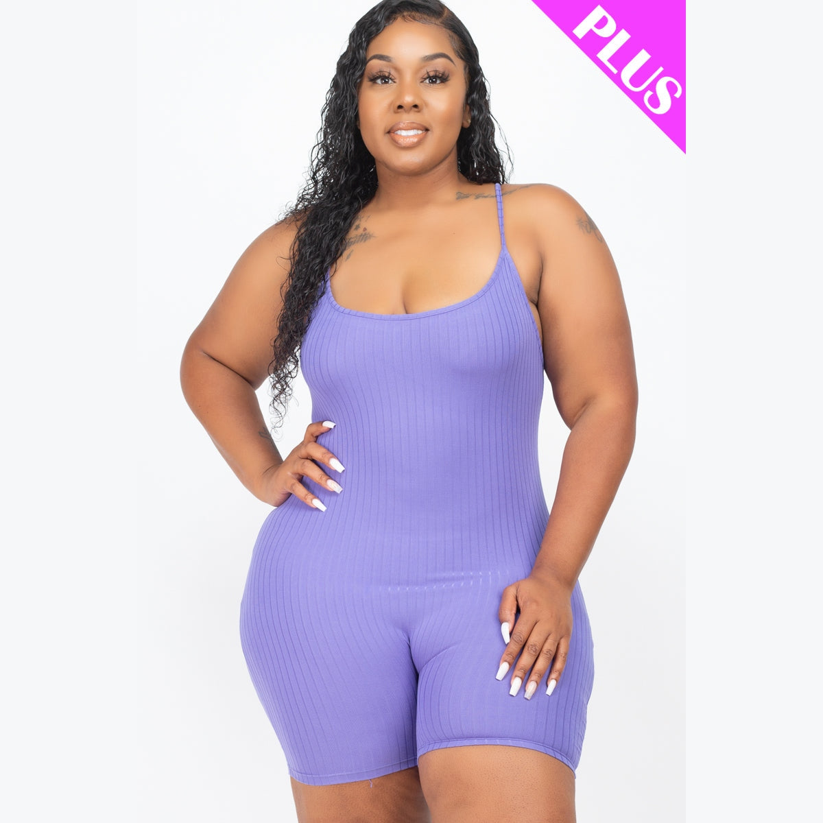 Plus Ribbed Bodycon Romper