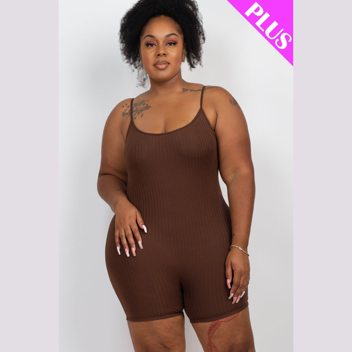 Plus Ribbed Bodycon Romper