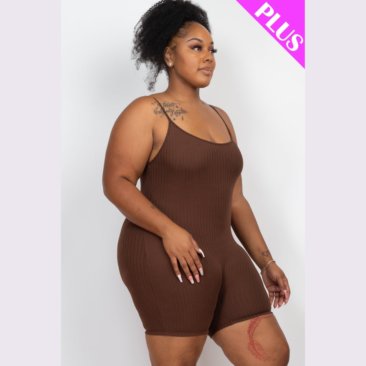 Plus Ribbed Bodycon Romper